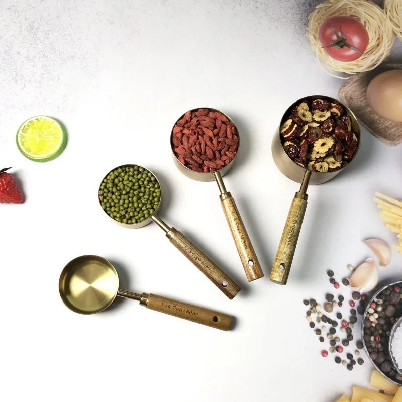 Gold Measuring Cups And Spoons Set For Baking And Cooking 8 Piece 3