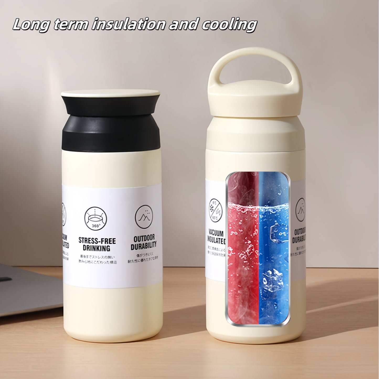 Stainless Steel Insulated Water Bottle, Thermal Tumbler Coffee Mug, Vacuum Flask Portable Hot Cold Cup