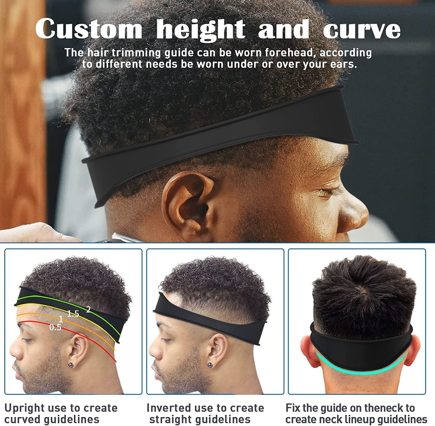 Silicone Neckline Shaving Template, DIY Home Haircuts Curved Headband, Hair Styling Tool and Cutting Guide