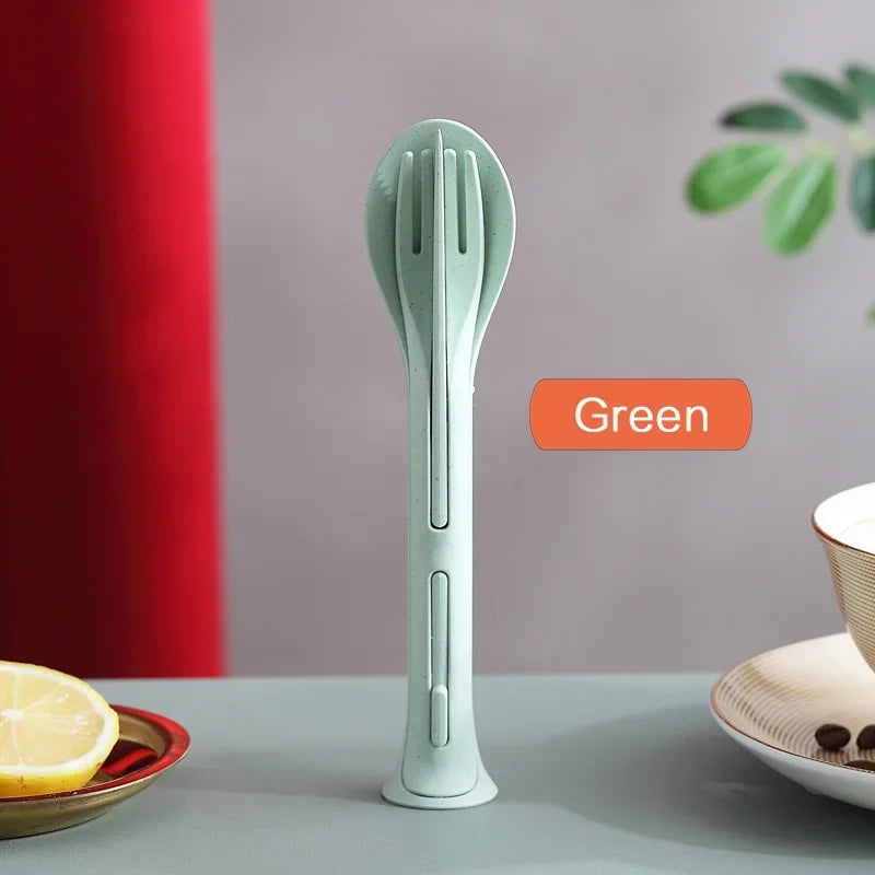 Dinnerware Detachable Cutlery Travel, Portable Tableware Set Wheat Straw Camping Cutlery Set Tableware Picnic Dinnerware