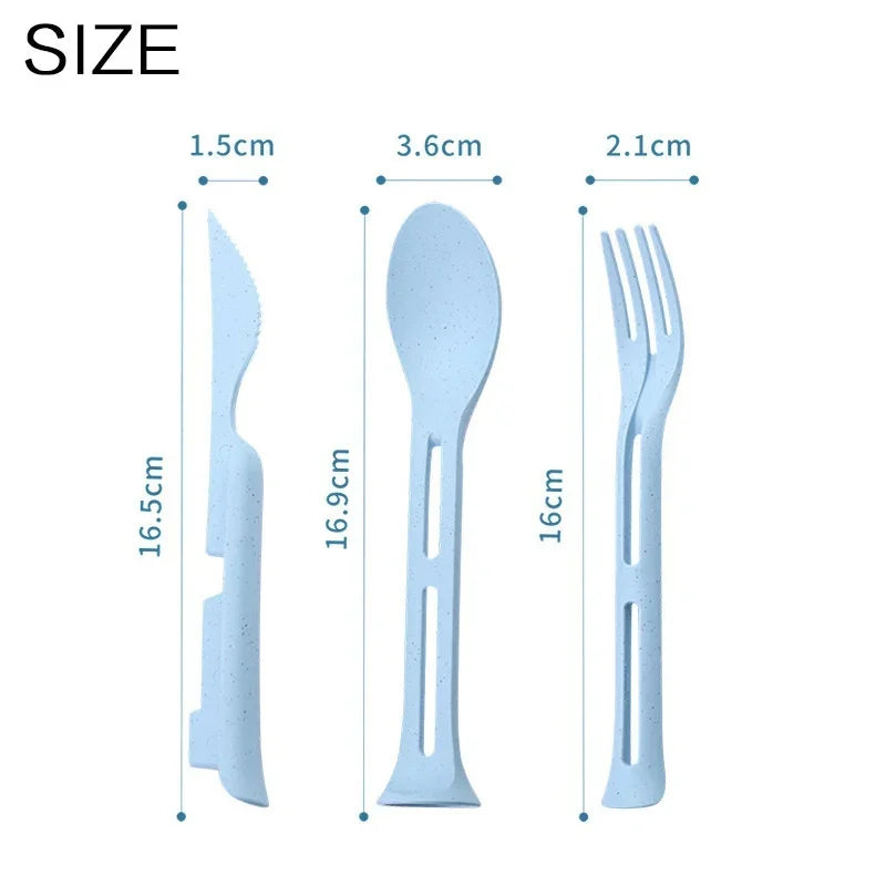 Dinnerware Detachable Cutlery Travel, Portable Tableware Set Wheat Straw Camping Cutlery Set Tableware Picnic Dinnerware