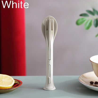 Dinnerware Detachable Cutlery Travel, Portable Tableware Set Wheat Straw Camping Cutlery Set Tableware Picnic Dinnerware