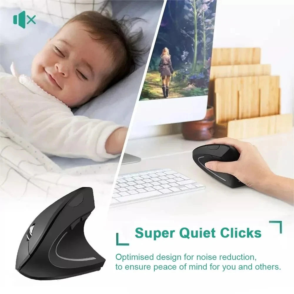Vertical Ergonomic Wireless Mouse Optical Mice For Laptop PC Computer Desktop 1