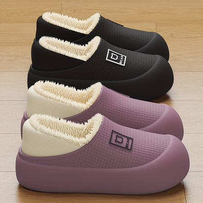 New Style Heeled Indoor Home Thick Sole, Women's Slippers Winter, Non-Slip Fleece Lined Warm Slippers
