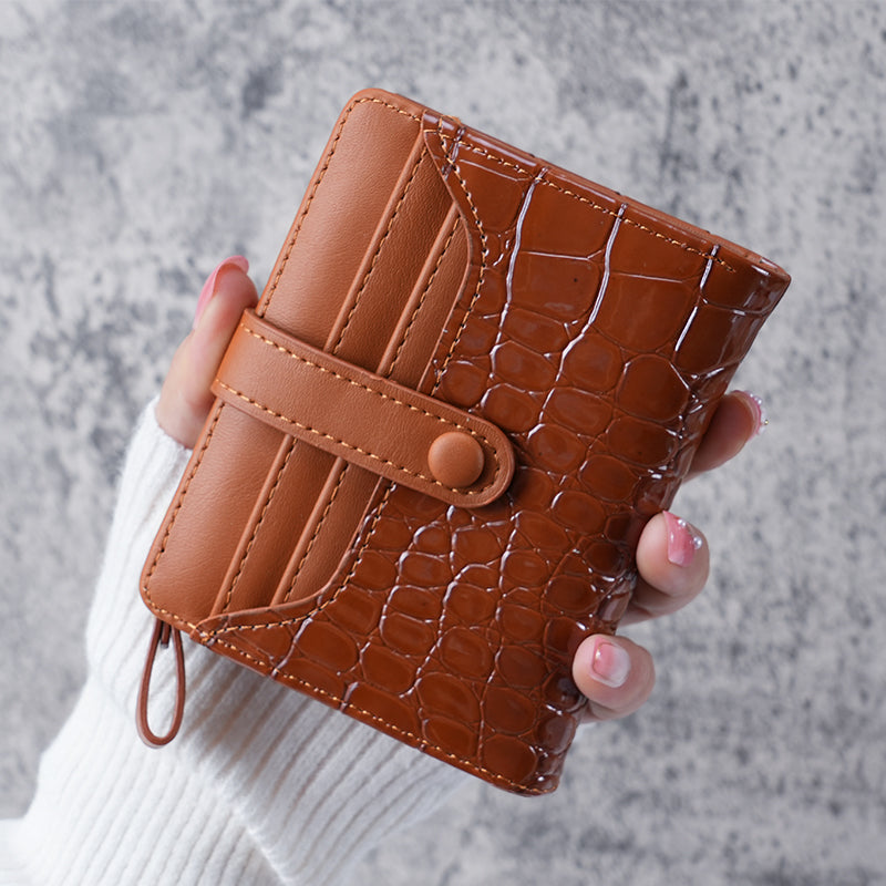 Womens Card Case And Coin Purse Mini Crocodile Print Clutch Wallet Short Credit Card Holder 5