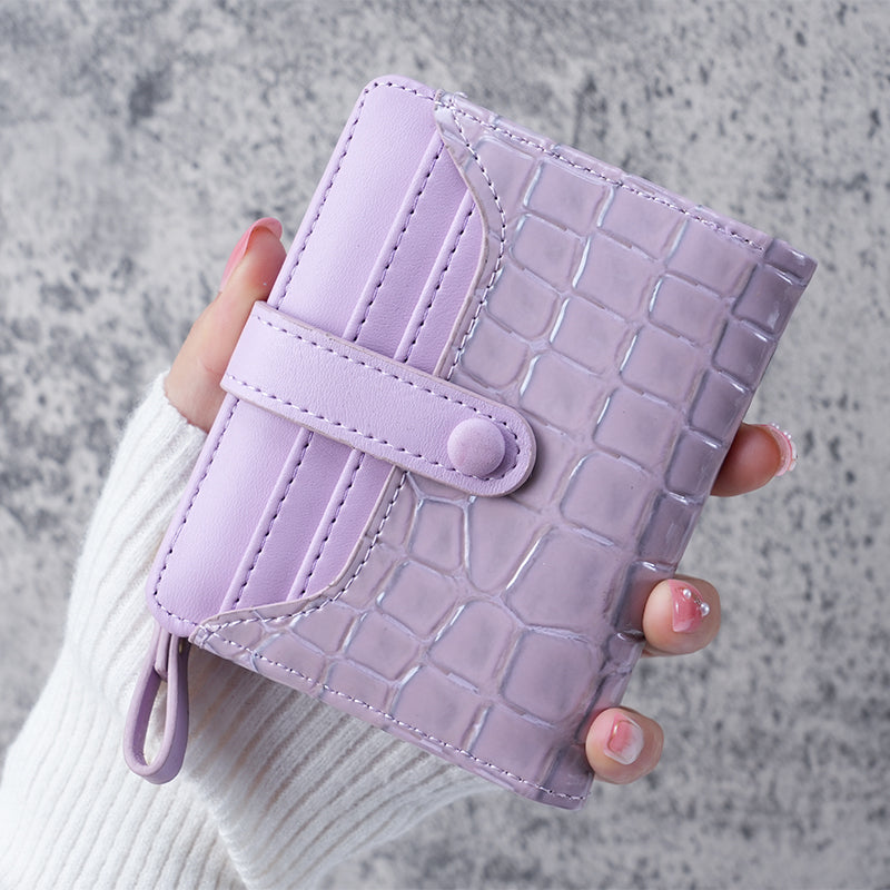 Womens Card Case And Coin Purse Mini Crocodile Print Clutch Wallet Short Credit Card Holder 9