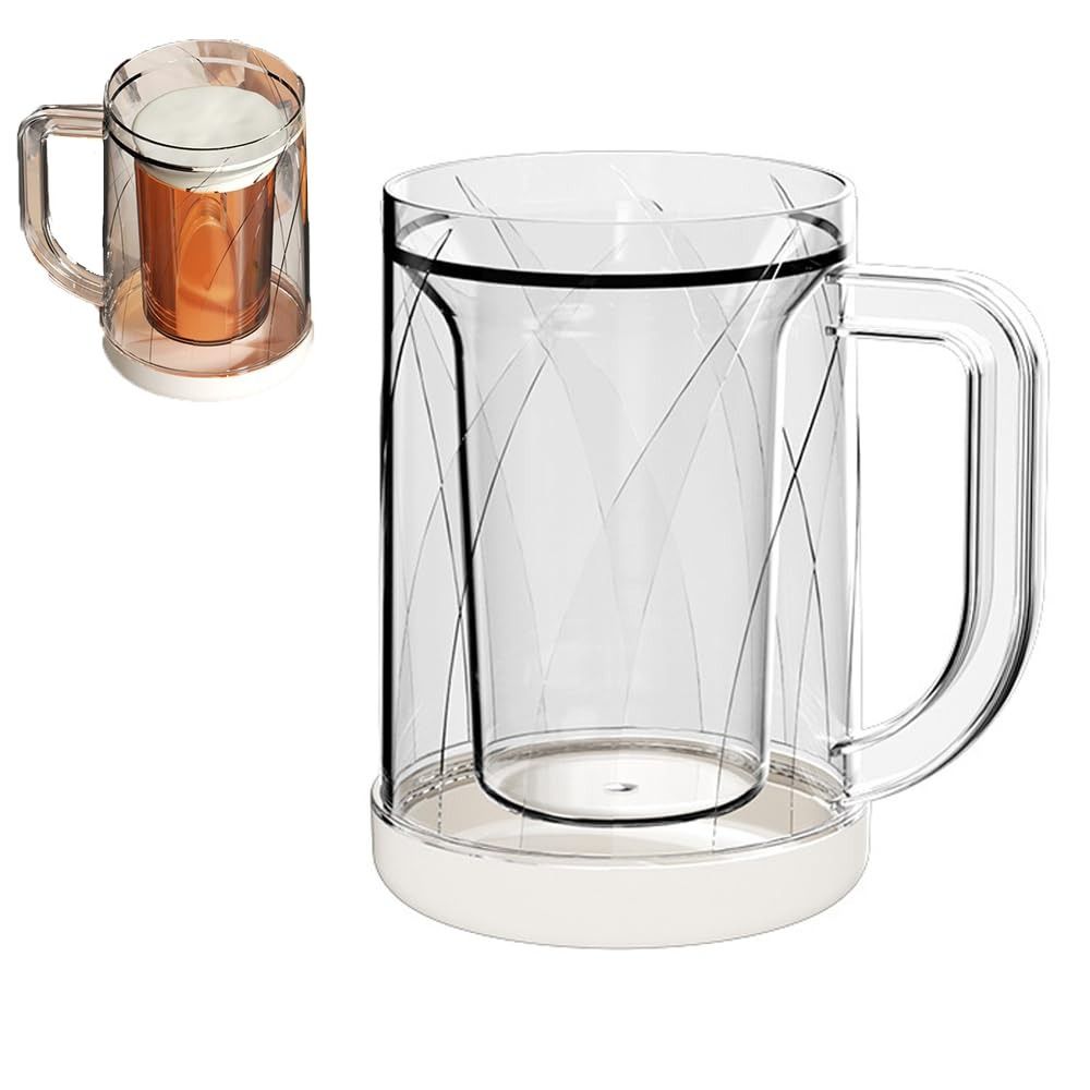 Home Handle Freezer Beer Mug Double Layer Frozen Cup Transparent PET Thickened Beer Mugs 1