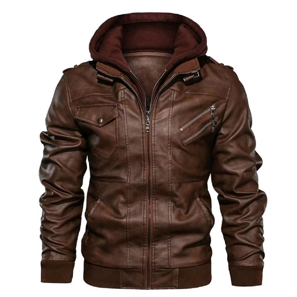 Ultimate Mens FauxLeather Biker Jacket  Casual Autumn Moto Style 2