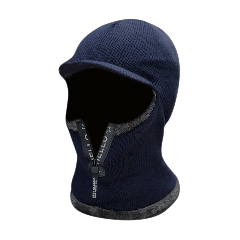 Winter Warm Wool Hat Men, Knitted Capd Scarf, Ear Protection Hats, Windproof Outdoor Bicycle Thick Cap