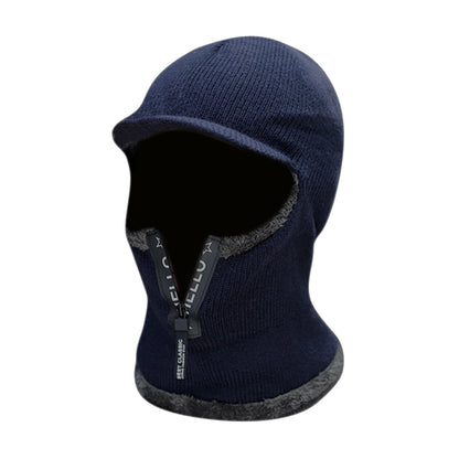 Winter Warm Wool Hat Men, Knitted Capd Scarf, Ear Protection Hats, Windproof Outdoor Bicycle Thick Cap
