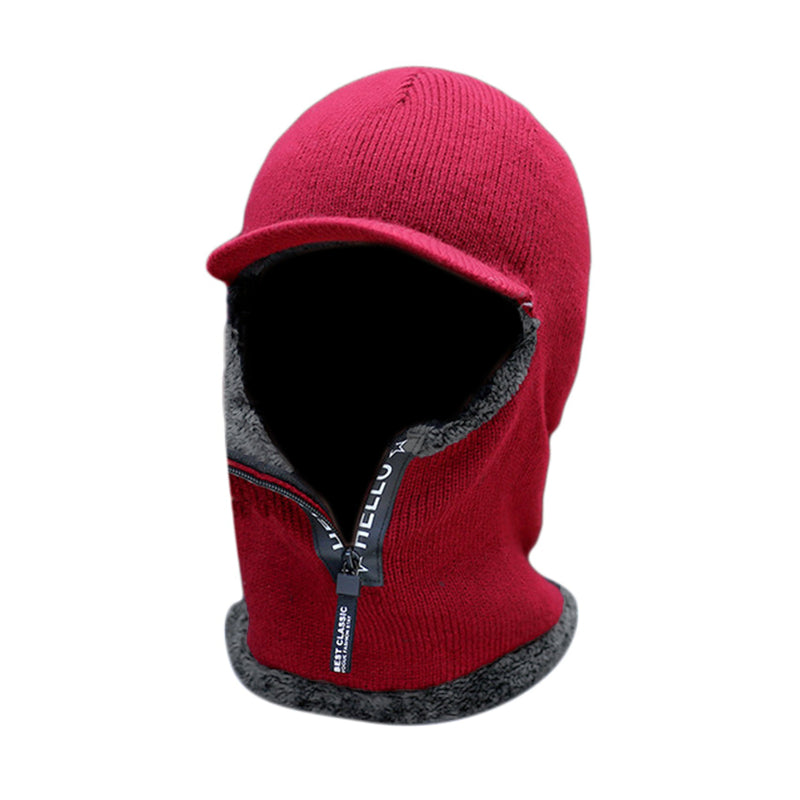 Winter Warm Wool Hat Men, Knitted Capd Scarf, Ear Protection Hats, Windproof Outdoor Bicycle Thick Cap