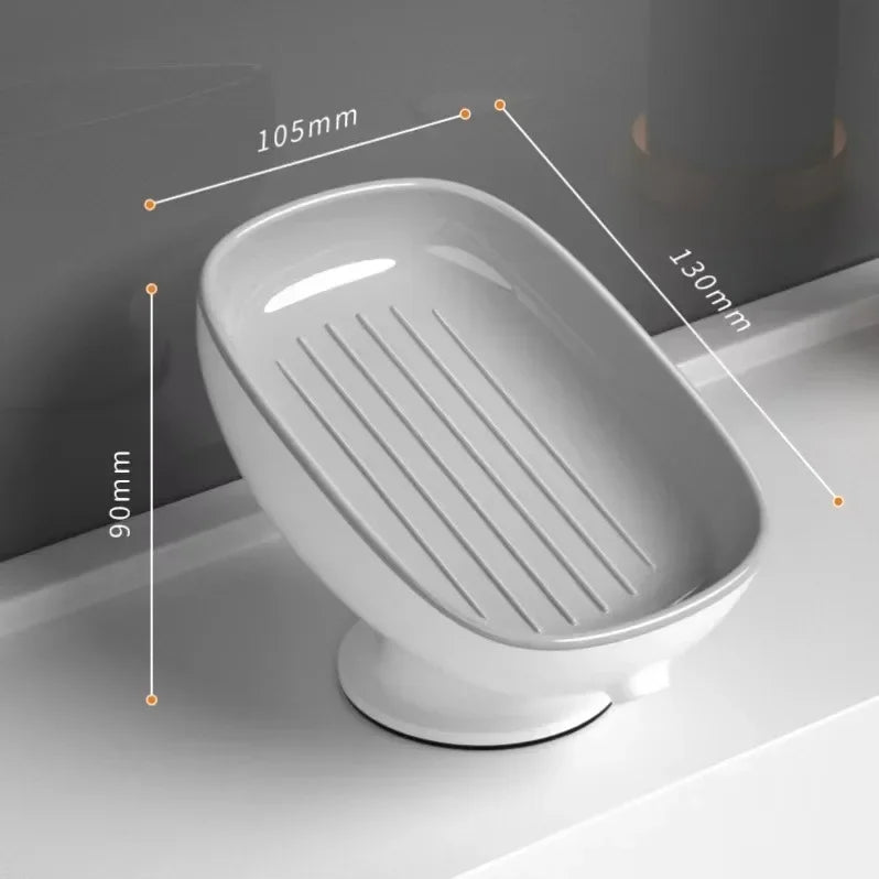 Bathroom Soap Holder, Super Suction Cup Soap Dish, Soap Container, Kitchen Sponge Holder with Drain Water