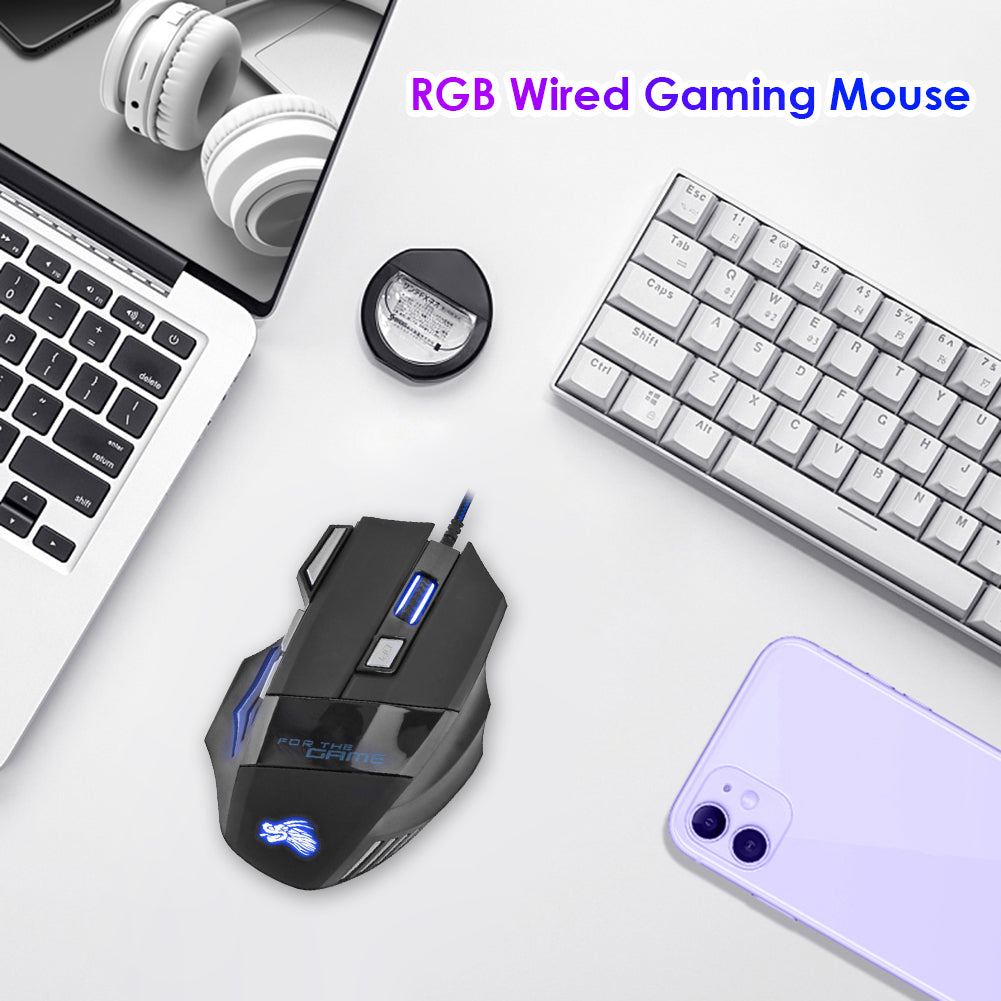 USB Wired Gaming Mouse, Adjustable DPI Optical Mice, Ergonomic Back Lit Button Design for PC Gamer Computer Desktop