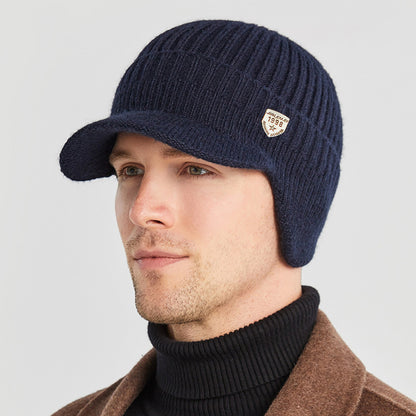 Outdoor Cycling Men Winter Hat Knitted Bomber Hats Peaked Cap Casual Fashion Warm Ear Protection 1