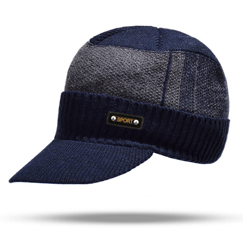 Outdoor Cycling Men Winter Hat Knitted Bomber Hats Peaked Cap Casual Fashion Warm Ear Protection 5