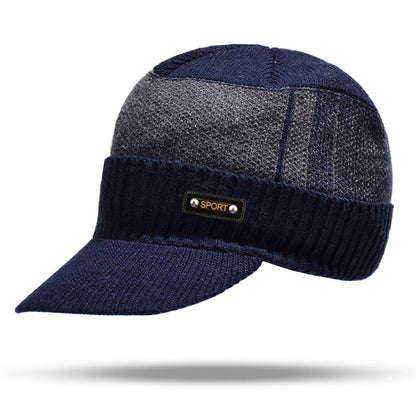 Outdoor Cycling Men Winter Hat Knitted Bomber Hats Peaked Cap Casual Fashion Warm Ear Protection 5