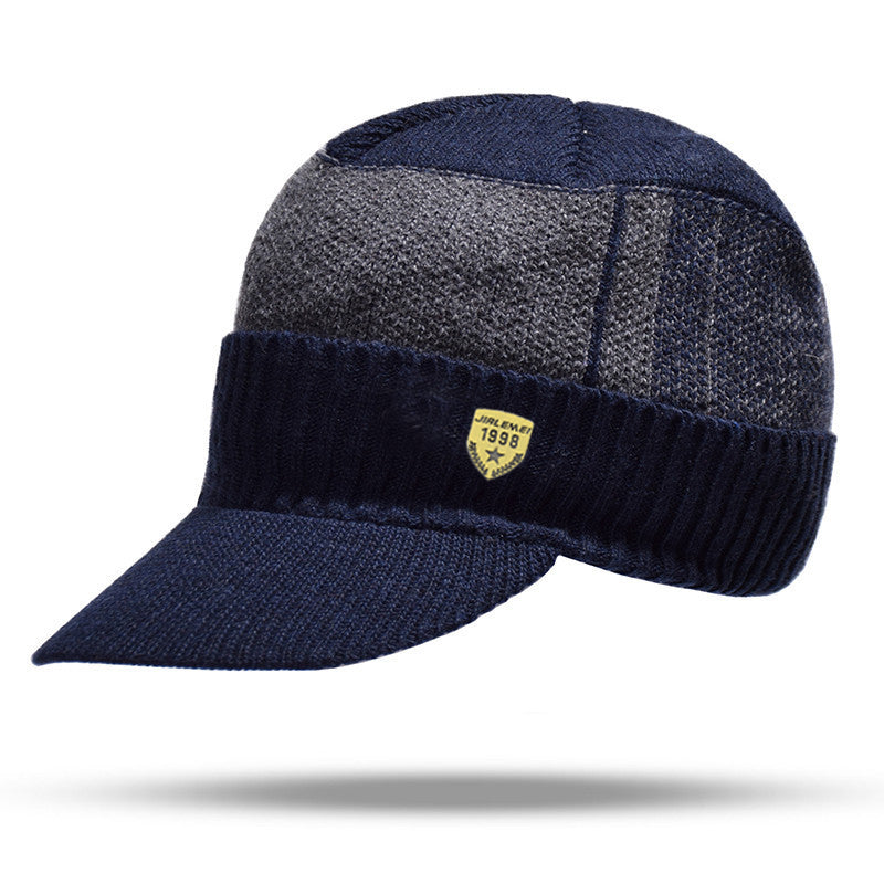 Outdoor Cycling Men Winter Hat Knitted Bomber Hats Peaked Cap Casual Fashion Warm Ear Protection 9