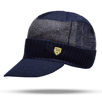 Outdoor Cycling Men Winter Hat Knitted Bomber Hats Peaked Cap Casual Fashion Warm Ear Protection 9