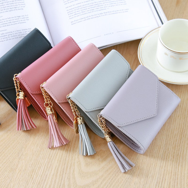 PU Leather Women Luxury Tassels Fashion Short Women Wallets Wallet Hasp Small Wallet Trend 2