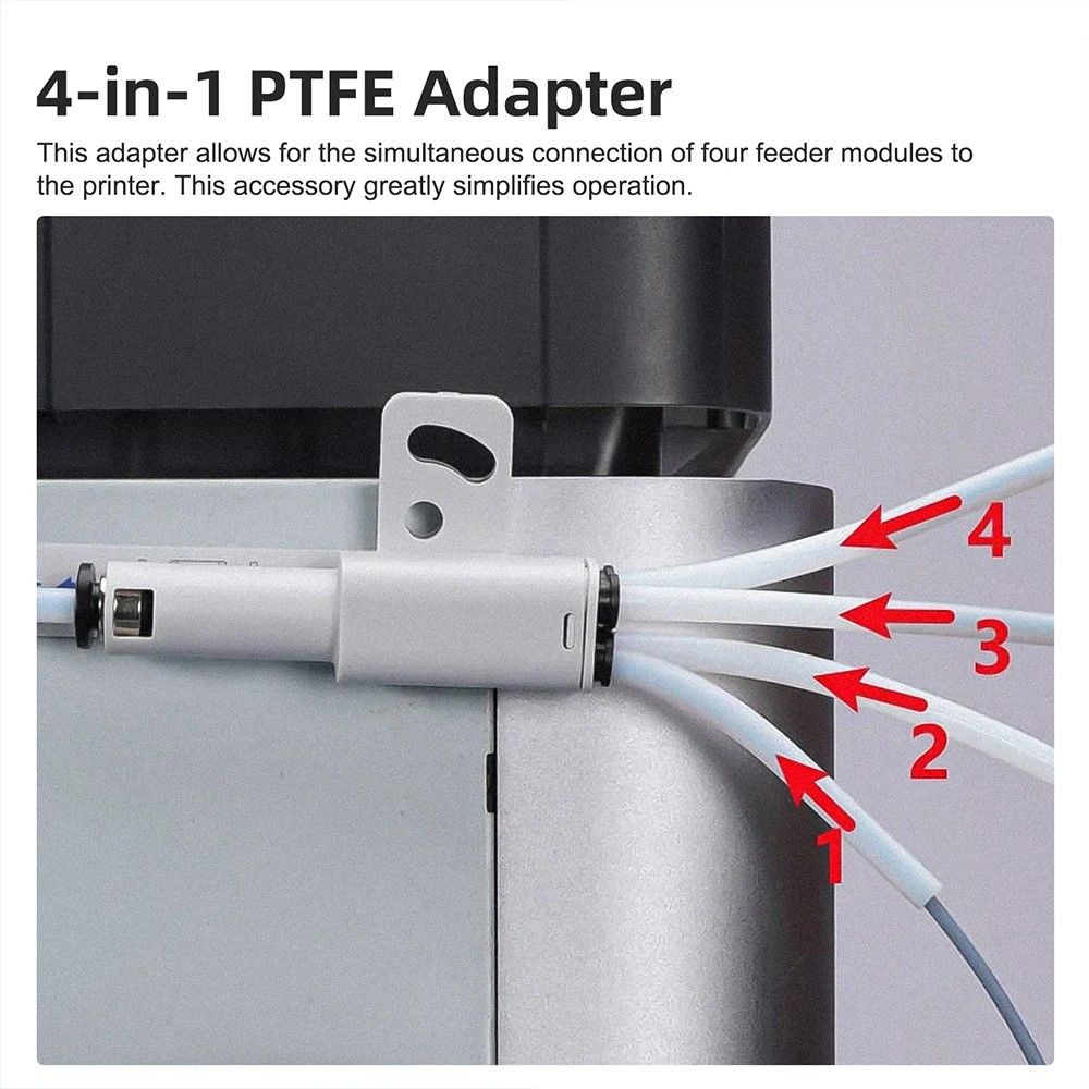 4 In 1 PTFE MultiFeed Adapter For BambuLab X1 P1 Series Seamless AMS Material Pipe Expansion Port 2