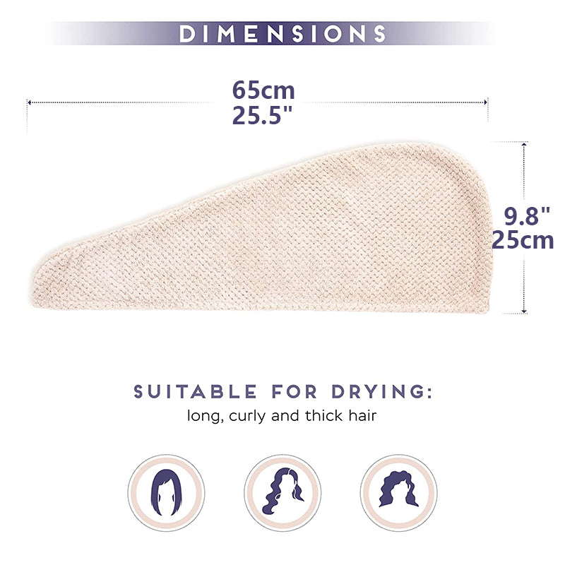 Solid Colour Hair Towel, Absorbent Hair Towel Wrap, Textured Dry Hair Cap, Button-Down Women