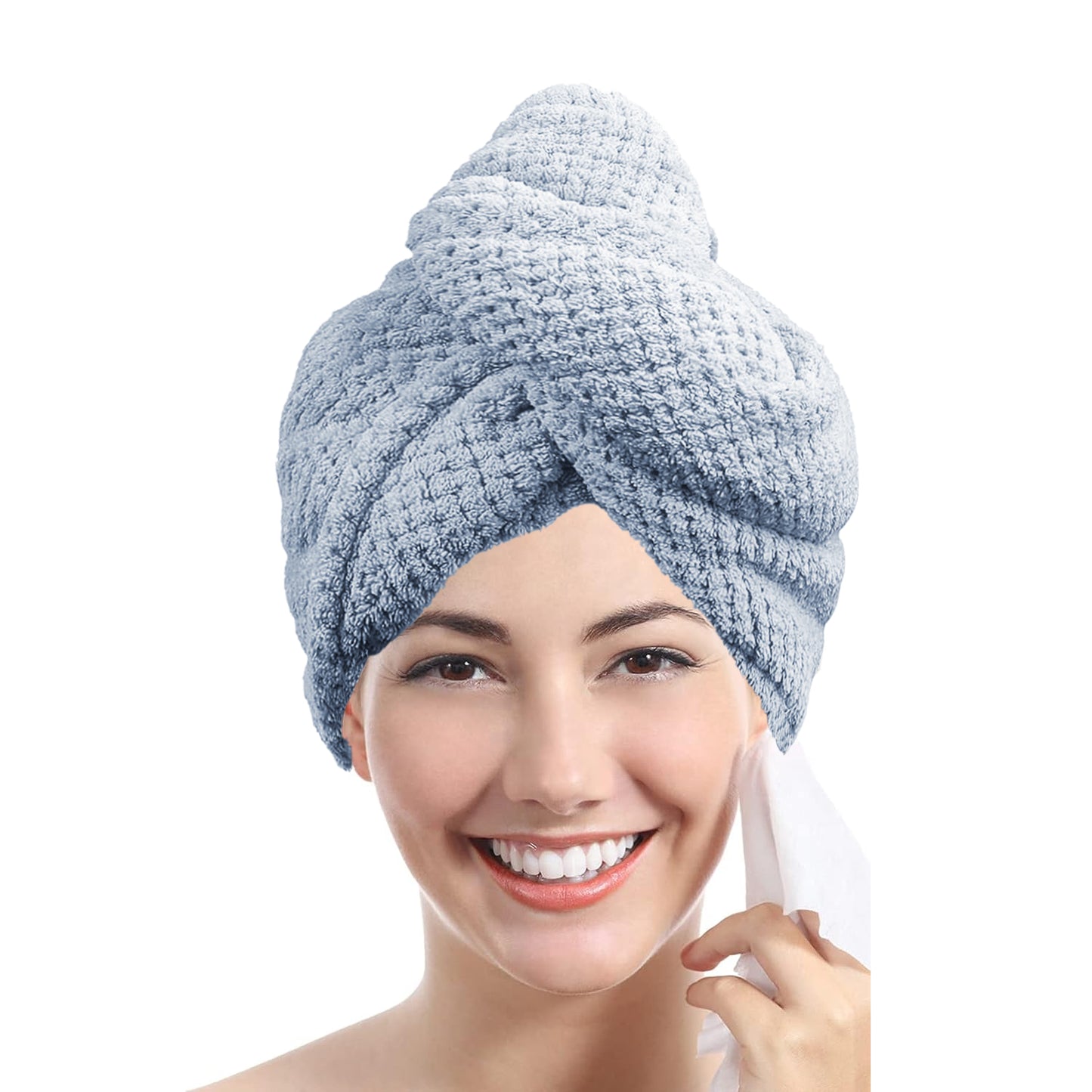 Solid Colour Hair Towel, Absorbent Hair Towel Wrap, Textured Dry Hair Cap, Button-Down Women