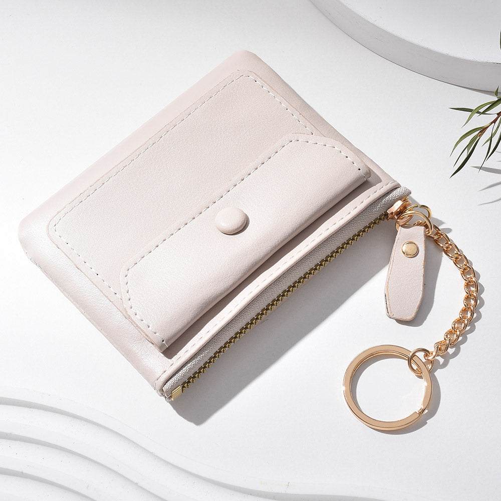 Leather Mini Short Wallet New Fashion Womens Zipper Coin Wallet Credit Card Keychain Wallet 7