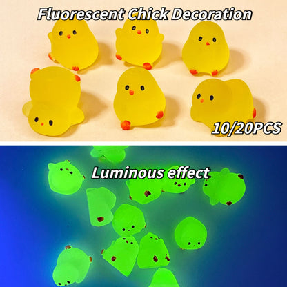 Mini glow in dark chicken, fluorescent chubby chicken crafts, decorative Home Decor Accessories, Miniature collectible