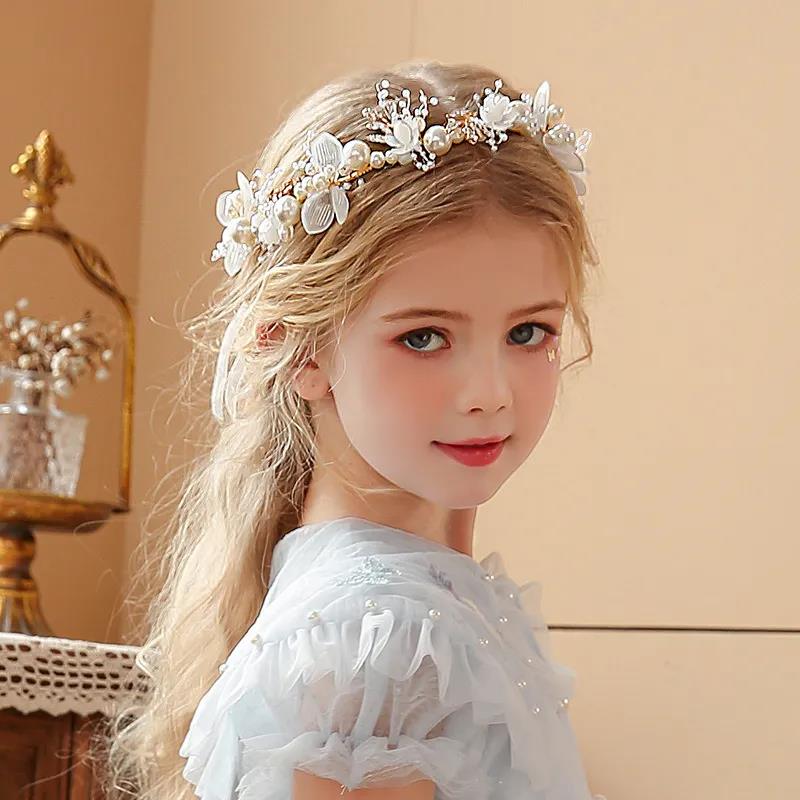 Bohemian Spring Bridal, Pearl Hair Headdress, Flower Wreath Bride Garland, Head Hoop Headbands, Girls Hair Jewelry