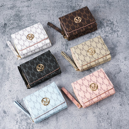 New style women's wallet, short, European and American PU high-end coin purse, printed, multi-card slots, small wallet
