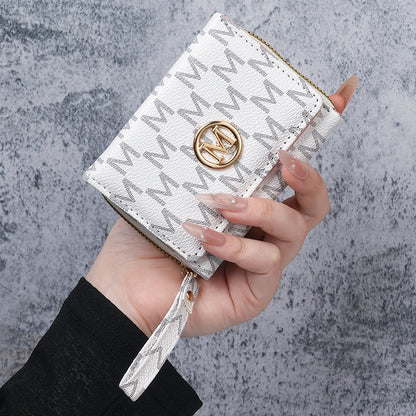 New style women's wallet, short, European and American PU high-end coin purse, printed, multi-card slots, small wallet