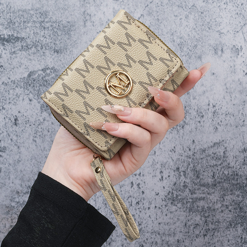 New style women's wallet, short, European and American PU high-end coin purse, printed, multi-card slots, small wallet