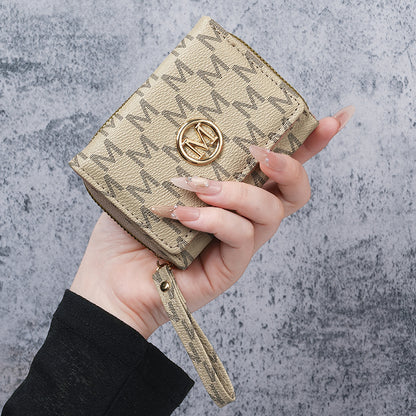 New style women's wallet, short, European and American PU high-end coin purse, printed, multi-card slots, small wallet