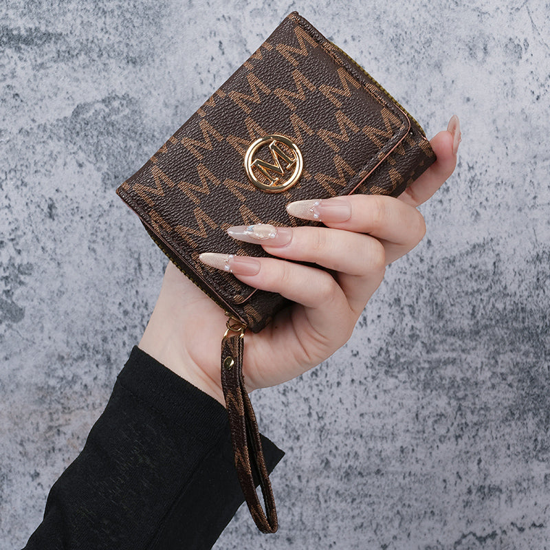 New style women's wallet, short, European and American PU high-end coin purse, printed, multi-card slots, small wallet
