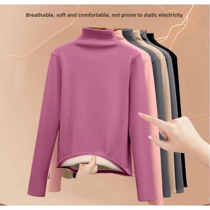 Womens HalfHigh Collar Thermal Long Sleeve Tee  Bottom Shirt Set 7