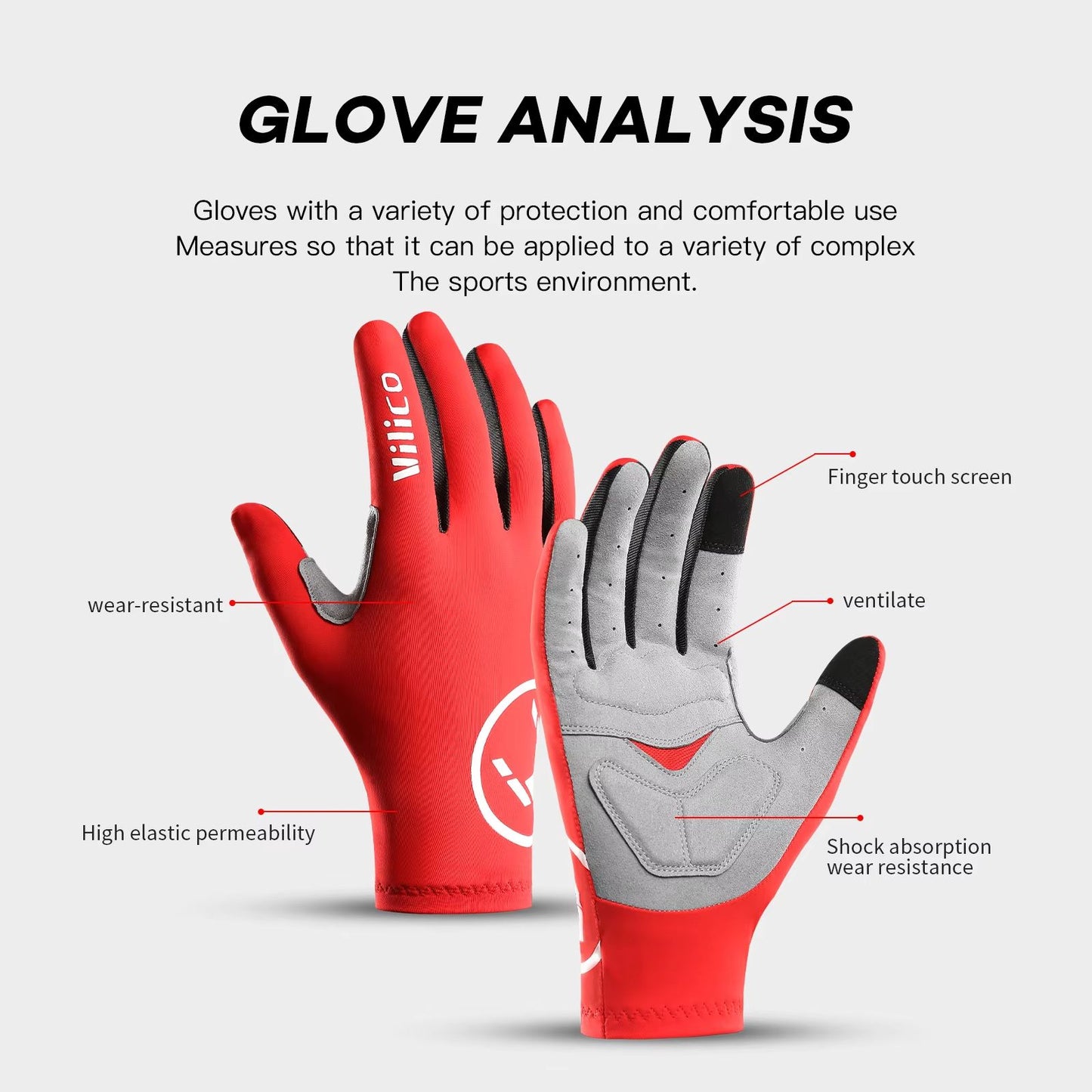 Vilico Professional Outdoor Cycling Gloves TouchScreen ShockAbsorption 4