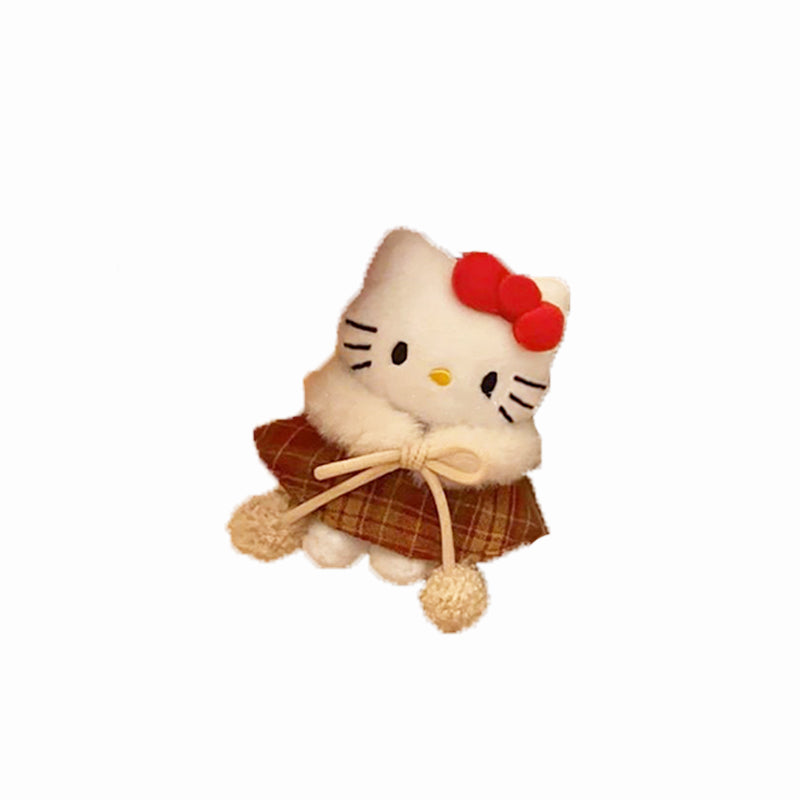 Hello Kitty Bag Decoration Pendant Kawaii Plaid Coat Hello Kitty Keychain Perfect Holiday Gift 3
