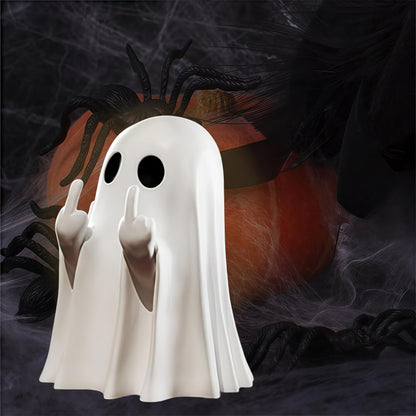 Small Halloween Decor for Home, Cute Middle Finger Ghost Statue, Centerpiece for Coffee Table, Adorable Horror Figure