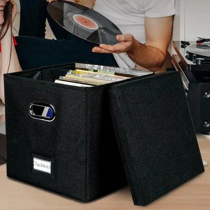 Vinyl Record Storage Box For 12Inch LP Albums With Lid And Handles 3