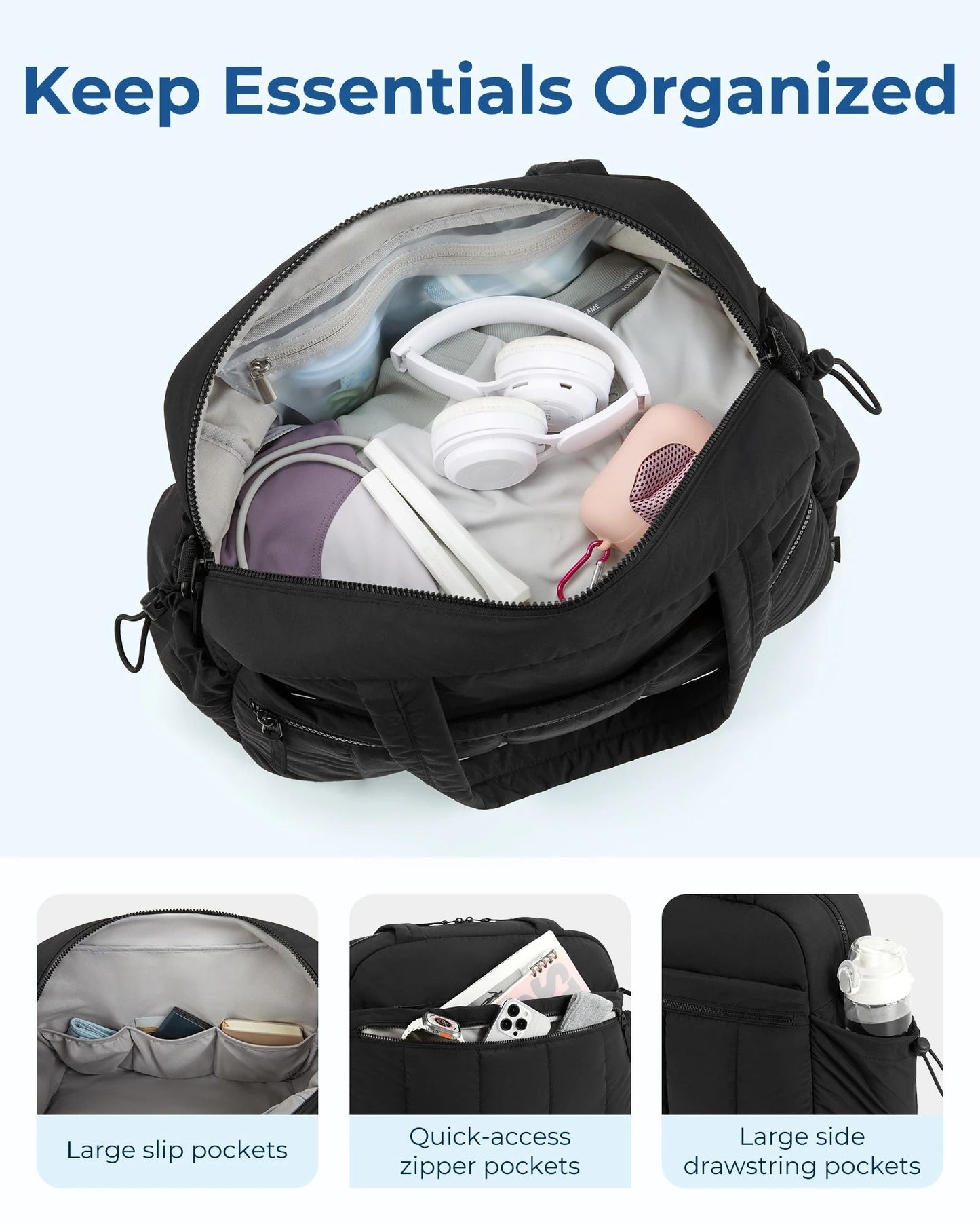 Travel Bag Womens Carry On Storage Organizer With Shoulder Strap Large Capacity Sport Gym Bag 5
