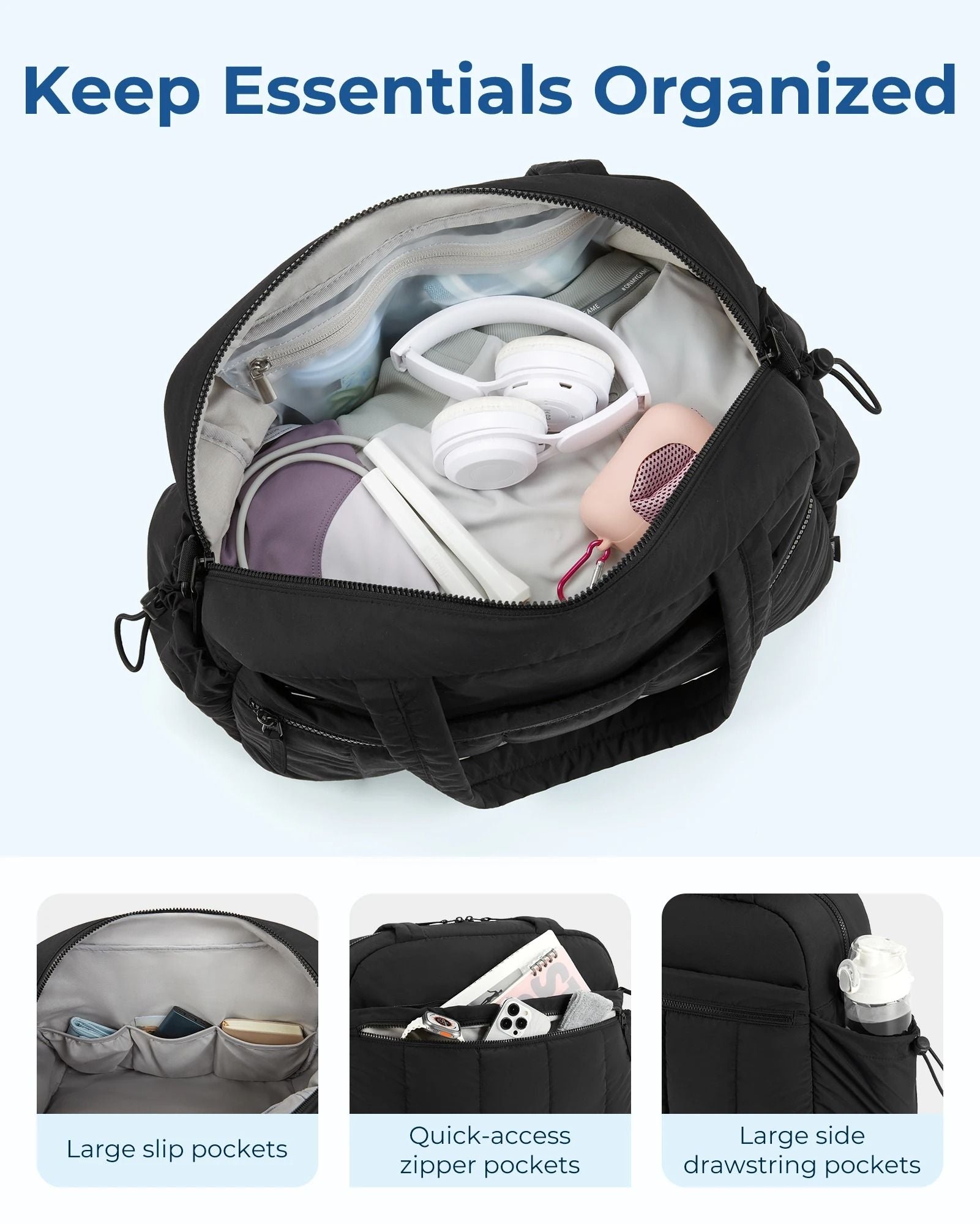 Travel Bag Womens Carry On Storage Organizer With Shoulder Strap Large Capacity Sport Gym Bag 5