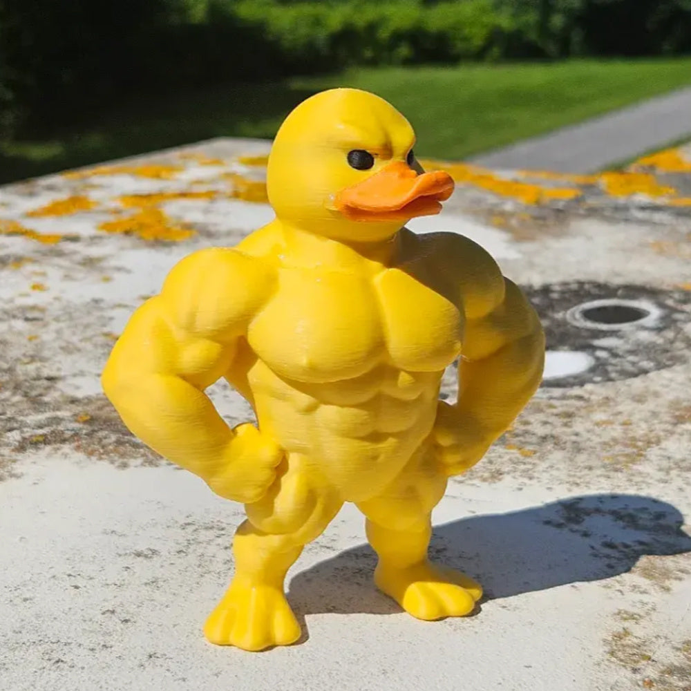 1pc Muscle Duck Statue, Whimsical Figurine, Cute Bookshelf, Desktop Decor, Multifunctional Indoor Outdoor Decoration