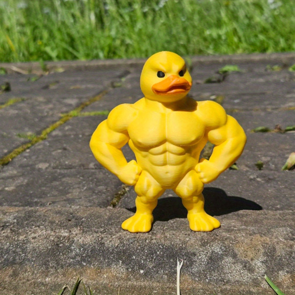 1pc Muscle Duck Statue Whimsical Figurine Cute Bookshelf Desktop Decor Multifunctional Indoor Outdo 2