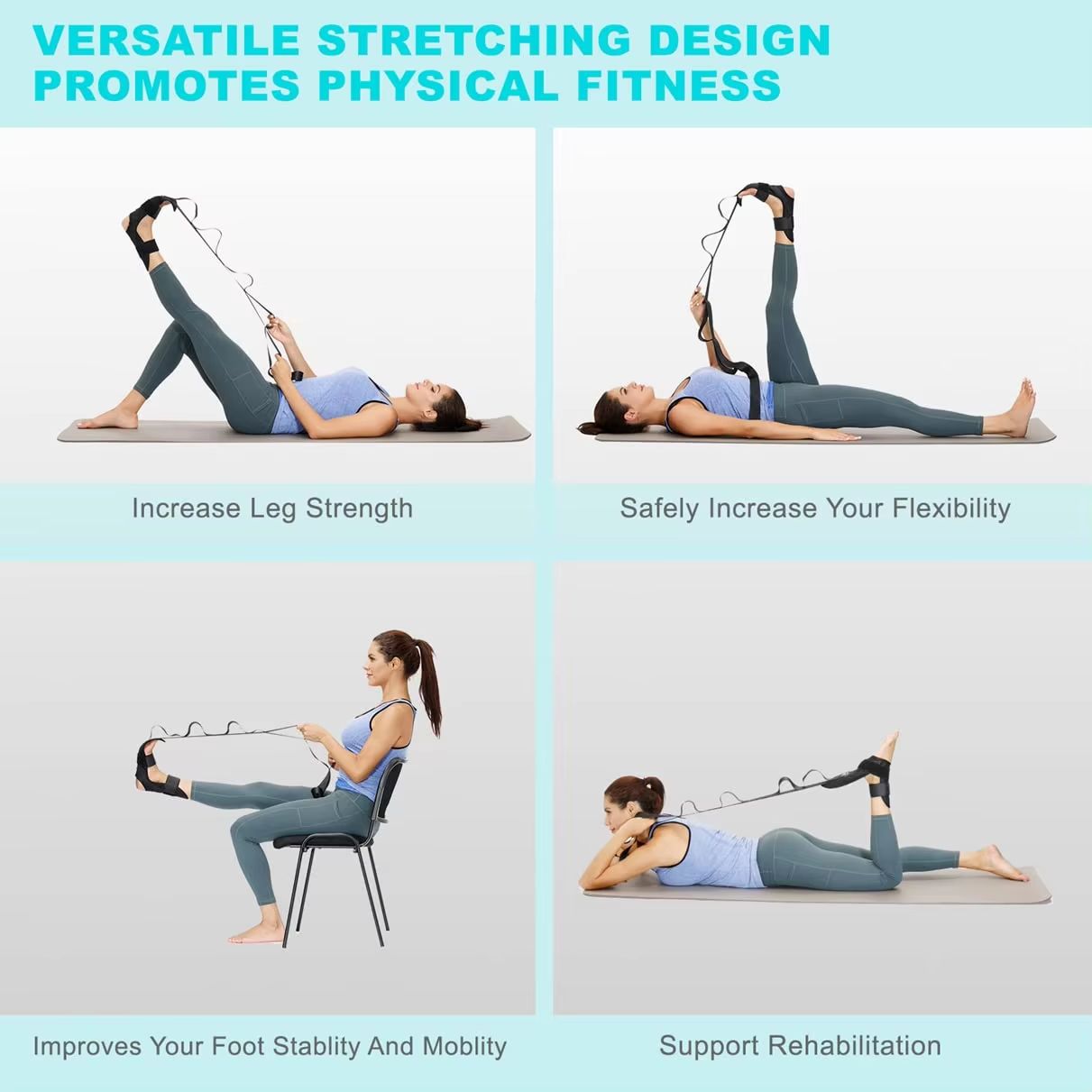 FullBody Leg  Foot Stretcher Strap For Plantar Fasciitis  Calf Relief 4