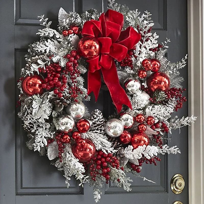 Flocked PVC Christmas Wreath And Garland Decor For Doors Trees And Holiday Home Styling 2