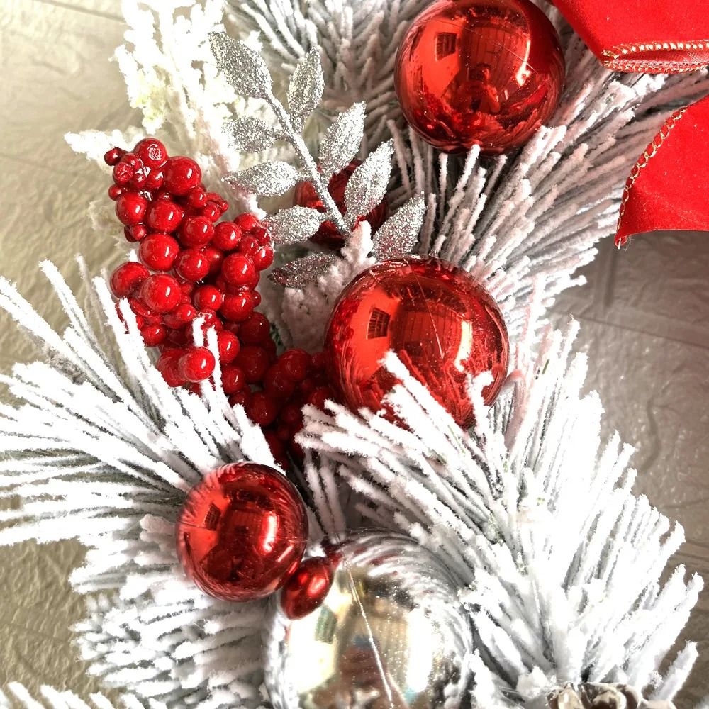Flocked PVC Christmas Wreath And Garland Decor For Doors Trees And Holiday Home Styling 4