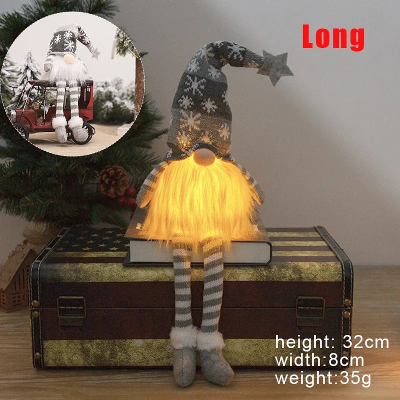 LED Light Plush Knitting Crafts Tree Pendant Christmas Faceless Doll Gnome Ornaments Christmas Deco 9
