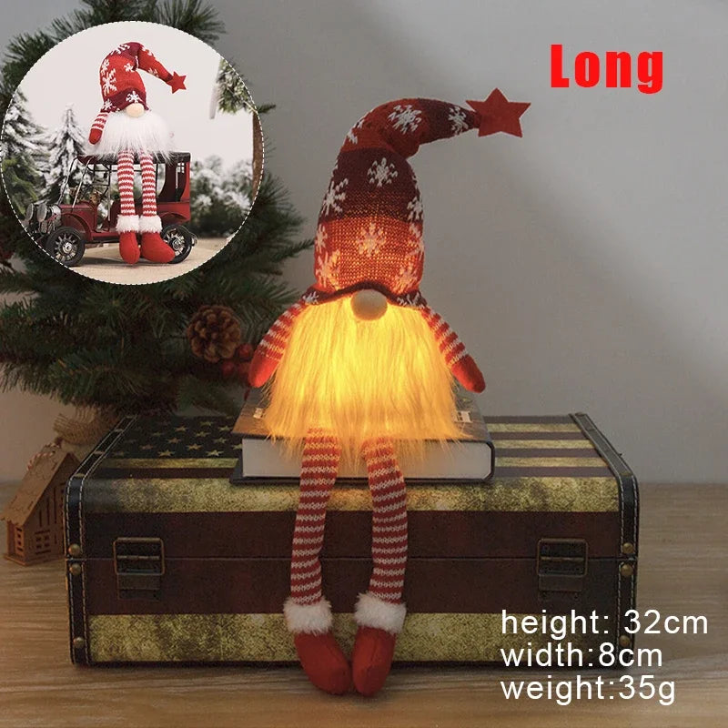 LED Light Plush Knitting Crafts Tree Pendant Christmas Faceless Doll Gnome Ornaments Christmas Deco 10