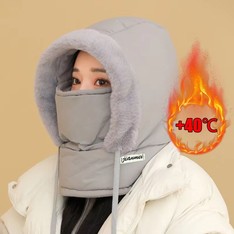 Thermal 3 In 1 Hooded Scarf Hat With Plush Neck Warmer 2