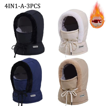 Thermal 3 In 1 Hooded Scarf Hat With Plush Neck Warmer 14